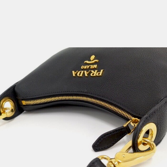 Authentic Pristine Prada Vitello Phenix Leather Web Stripe Strap Crossbody Bag - Picture 8 of 9